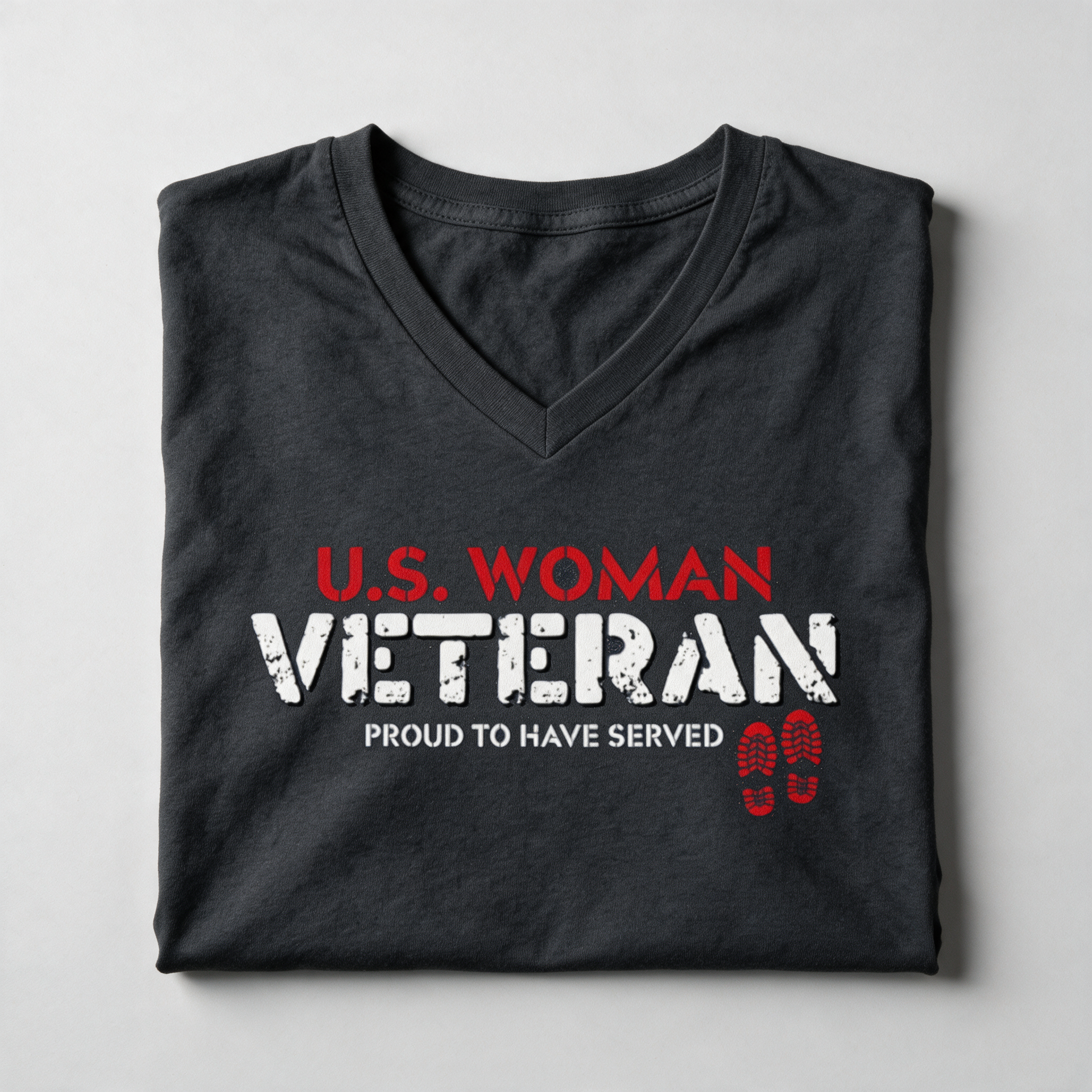 U.S. Woman Veteran shirt, dark grey v-neck